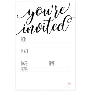 classic script invitations (20 count) with envelopes - sweet heart design