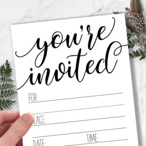 Classic Script Invitations (20 Count) with Envelopes - Sweet Heart Design