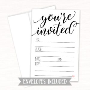 Classic Script Invitations (20 Count) with Envelopes - Sweet Heart Design