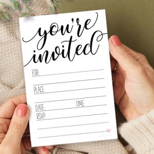 Classic Script Invitations (20 Count) with Envelopes - Sweet Heart Design