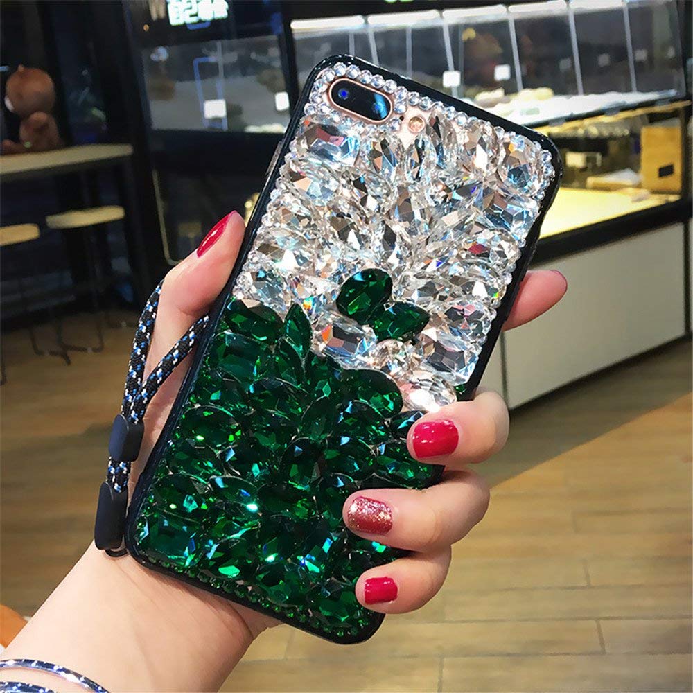 Case for Galaxy A40,Luxury 3D Handmade Sparkle Stunning Stones Bling Crystal Rhinestone Diamond Glitter Case for Samsung Galaxy A40(A Full Blue)