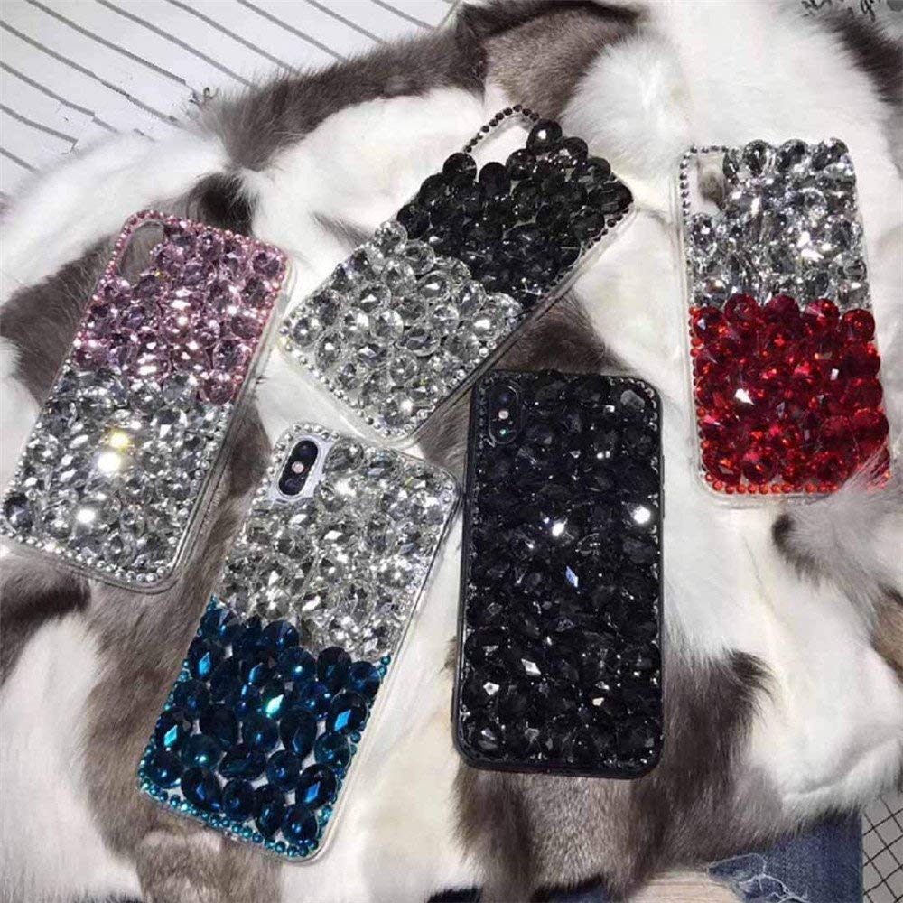 Case for Galaxy A40,Luxury 3D Handmade Sparkle Stunning Stones Bling Crystal Rhinestone Diamond Glitter Case for Samsung Galaxy A40(A Full Blue)