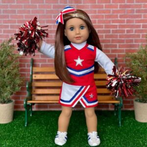 Emily Rose 18 Inch Doll Clothes & Accessories | 7 PC USA 18" Doll Cheer Cheerleader Sports Outfit Toy Gift Set Girls, Including 18-in Doll Shoes and Pom-Poms Accessory! | Fits most 18" Dolls