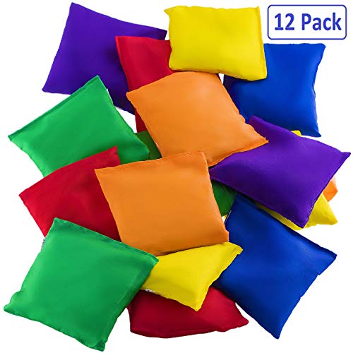 Prextex 12 Pack Nylon Bean Bags - Fun Sports Outdoor Family Games - Bean Bag Toss - Carnival Toy - Bean Bag Toss Game - Small Bean Bags for Kids - Bean Bags for Cornhole - Mini Bean Bags for Tossing