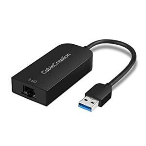 CableCreation 2.5G Ethernet to USB Adapter, USB 3.0 Gigabit LAN Dongle,Wired Network to USB Convertor, Latest Internet rj45 to USB Adapter, for MacBook Windows 10,8.1, macOS X 10.6-10.15, Black