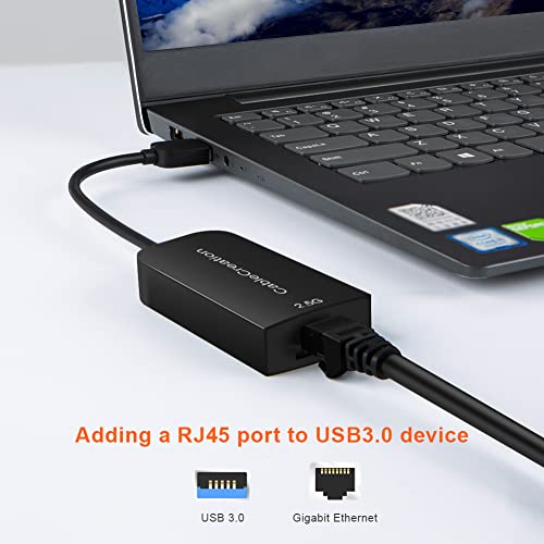 CableCreation 2.5G Ethernet to USB Adapter, USB 3.0 Gigabit LAN Dongle,Wired Network to USB Convertor, Latest Internet rj45 to USB Adapter, for MacBook Windows 10,8.1, macOS X 10.6-10.15, Black