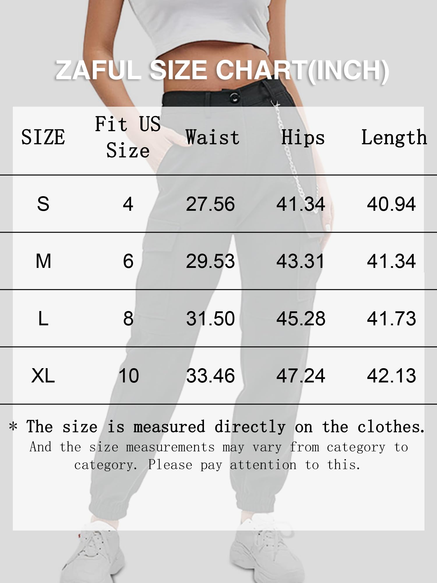 ZAFUL Cargo Pants for Women High Waisted Jogger Pants Outdoor Sweatpants Casual Pants with Chain (1-Black,M)