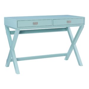 linon home décor jaycee blue writing desk, 20"d x 44"w x 30"h, blue