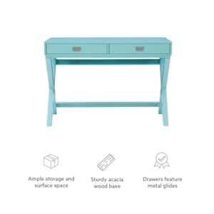 Linon Home Décor Jaycee Blue Writing Desk, 20"D x 44"W x 30"H, Blue