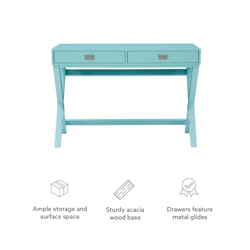 Linon Home Décor Jaycee Blue Writing Desk, 20"D x 44"W x 30"H, Blue