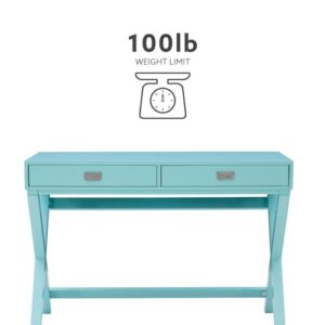 Linon Home Décor Jaycee Blue Writing Desk, 20"D x 44"W x 30"H, Blue