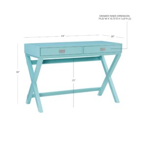 Linon Home Décor Jaycee Blue Writing Desk, 20"D x 44"W x 30"H, Blue