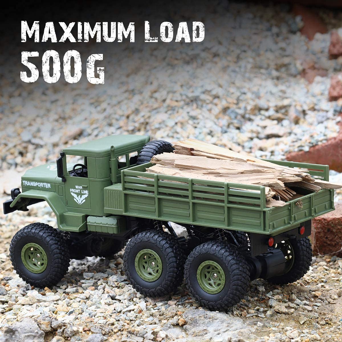 XINGRUI 50 Minutes Playing Time RC Military Truck, JJRC Q69 Off-Road Remote Control Car 2.4Ghz 4WD 1:18 Scale Toy Vehicle for Kids Children Boy Gift