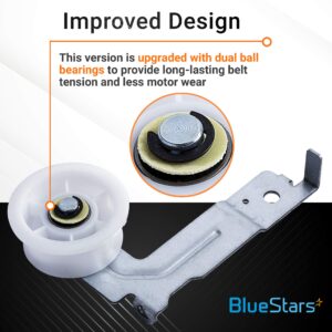 [Upgraded Dual Ball Bearings] DC93-00634A Dryer Idler Pulley with Sturdy Clip Replacement Part by BlueStars – Exact Fit for Samsung Dryers - Replaces DC96-00882B DC96-00882C AP4373659 PS11771601