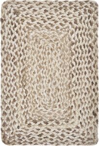 lr home woven bleach and natural jute place mat, 1'-1" x 1'-7",