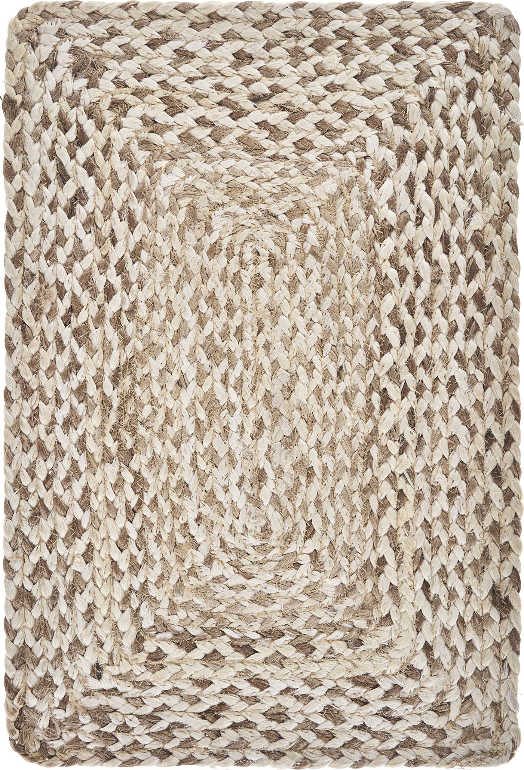 LR Home Woven Bleach and Natural Jute Place Mat, 1'-1" X 1'-7",