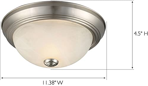 Design House 587527 Traditional 2-Light Indoor Dimmable Ceiling Light with Alabaster Glass for Bedroom Hallway Kitchen Dining Room, Satin Nickel 11-Inch, 2 Count (Pack of 1)