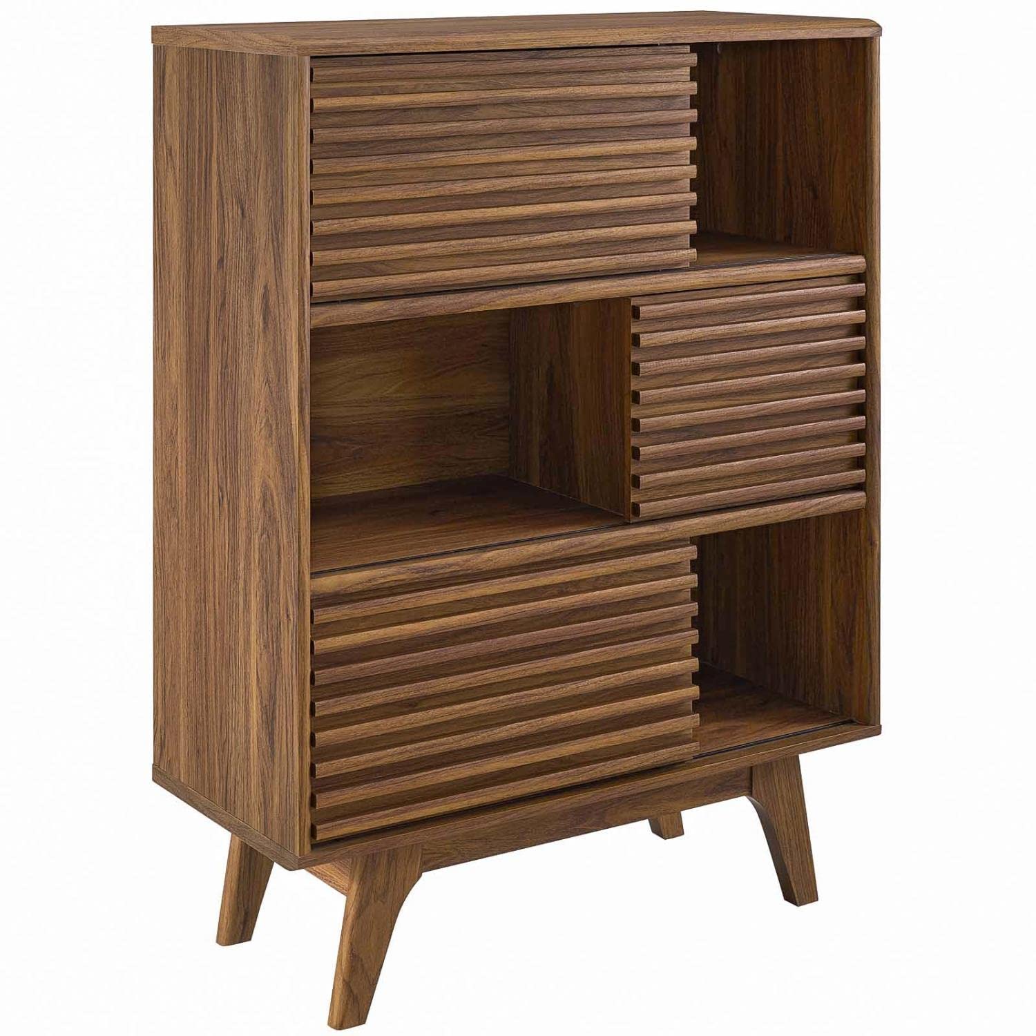 Modway Render Three-Tier Display Storage Cabinet Stand, Walnut