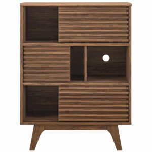 Modway Render Three-Tier Display Storage Cabinet Stand, Walnut