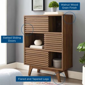 Modway Render Three-Tier Display Storage Cabinet Stand, Walnut