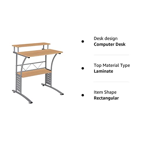 Flash Furniture Clifton Maple Computer Desk with Top and Lower Storage Shelves 28 Inch