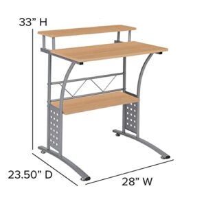 Flash Furniture Clifton Maple Computer Desk with Top and Lower Storage Shelves 28 Inch