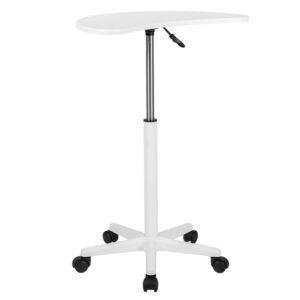 Flash Furniture Sit Mobile Laptop Computer Portable Rolling Standing Desk, Set of 1, White