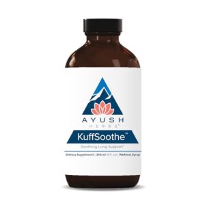 ayush herbs kuffsoothe, all-natural ayurvedic throat and bronchial wellness syrup for adults and children, throat and respiratory supplement, 8 fluid ounces