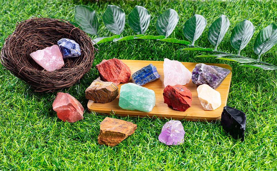 UU UNIHOM 3 lbs Bulk Rough Madagascar Stones Mix - Large 1" Natural Raw Stones Crystal for Tumbling, Cabbing, Fountain Rocks, Decoration,Polishing, Wire Wrapping, Wicca & Reiki Crystal Healing