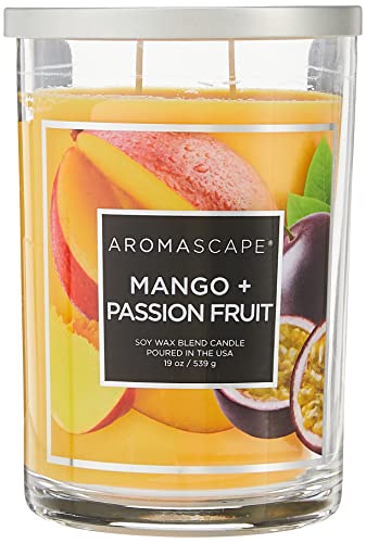 Aromascape PT41924 2-Wick Scented Jar Candle, Mango & Passion Fruit, 19-Ounce, Orange