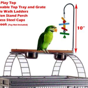 Large Elegant and Durable Play Top Bird Cage Parrot Finch Macaw Cockatoo Bird Wrought Iron Cage (Black Vein)