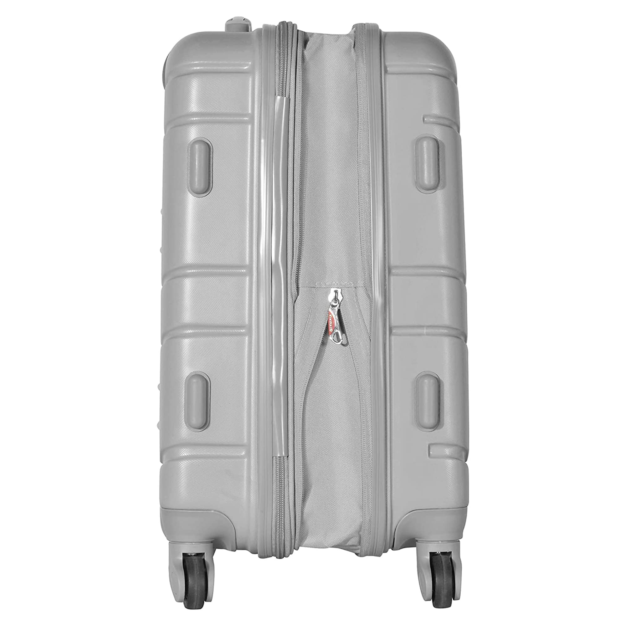 Olympia Denmark 21 Inch Expandable Carry On 4 Wheel Spinner Multiple Grip Luggage Suitcase with Aluminum Locking System and Interior Divider, Silver