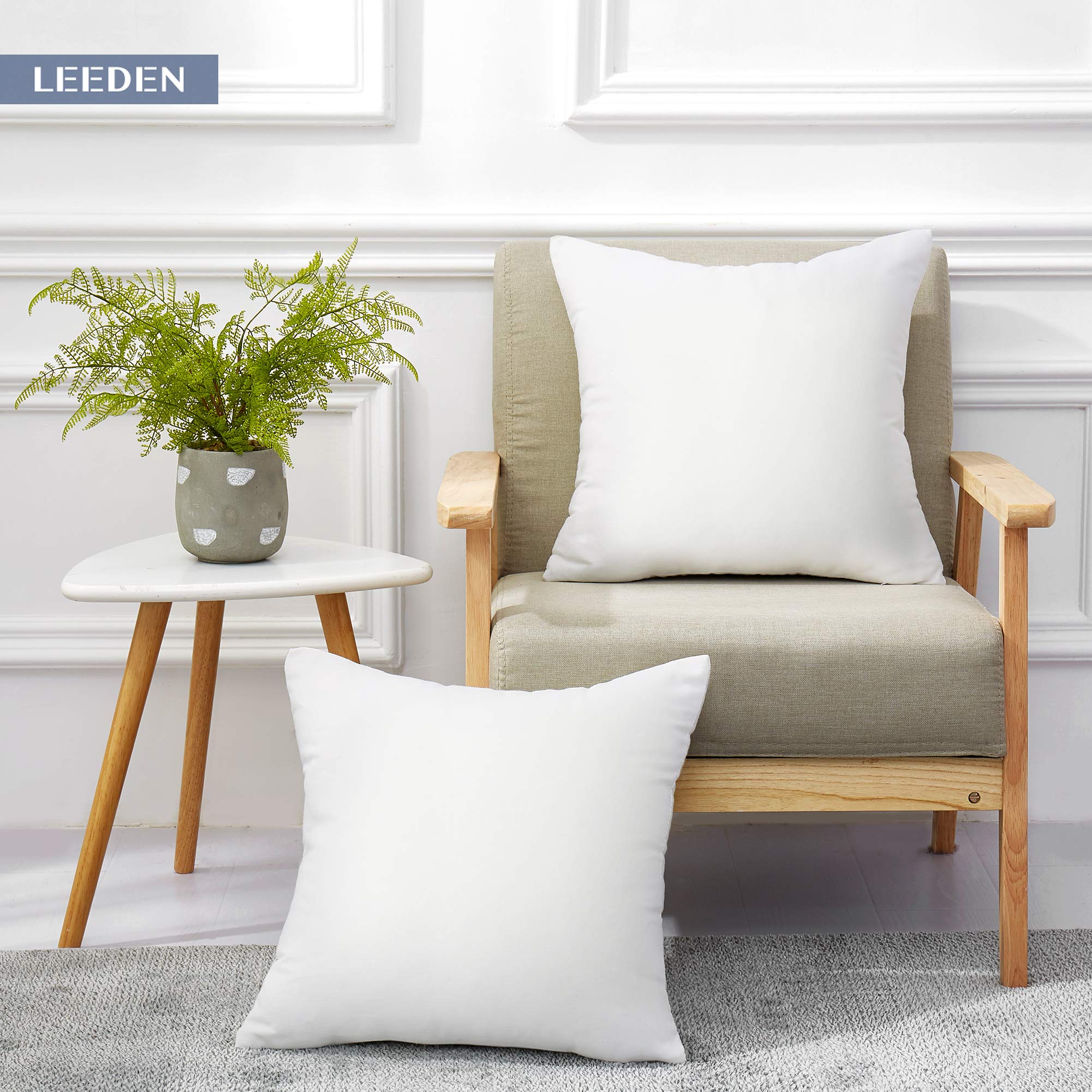 Leeden 22 x 22 Pillow Inserts (Set of 2) - Throw Pillow Inserts with 100% Cotton Cover - 22 Inch Square Interior Sofa Pillow Inserts - Decorative Pillow Insert Pair - White Couch Pillow