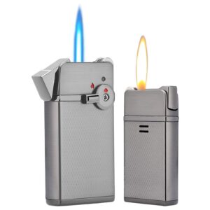 yusud torch cigar lighter, butane fuel refillable, soft/jet flame switchable cigarette lighter with flame adjustable and rotatable switch, unique gift for tobacco pipe & cigar