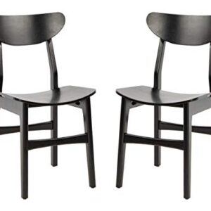 Safavieh Home Lucca Retro Black Dining Chair, Wood, Set of 2