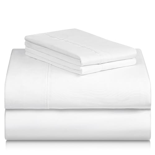 LuxClub 4 PC Sheet Bed Sheets Deep Pockets 18" Eco Friendly Wrinkle Free-Kids-Fitted Sheets Machine Washable Hotel Bedding Silky Soft - White Twin