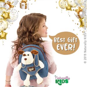 Naturally KIDS Dog Toddler Backpack, Dog Stuffed Animals, Stuffed Dog for Toddlers Boys Girls