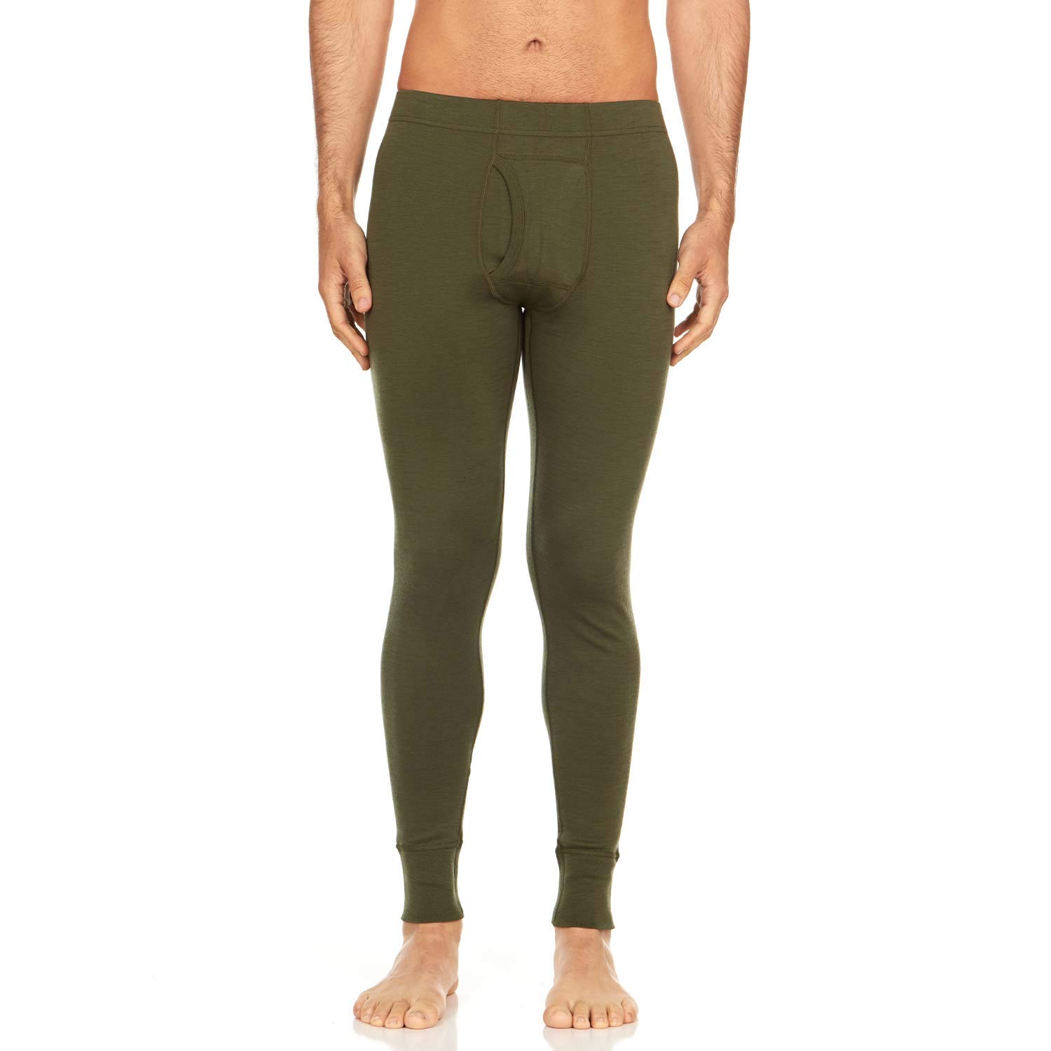 Men’s 100% Merino Wool Bottoms Midweight Base Layer Pants - Multi Use Long Johns - Thermal Underwear - Hiking Men's Base Layer - Hiking Men's Base Layer - Olive Drab - Medium