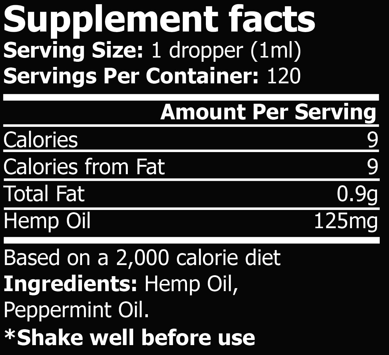 Hemp Oil :: Hemp 15,000mg :: Hemp Extract :: May Help with Joints, Hair, Skin, Nails & More :: Hemp Drops :: Rich in Omega 3,6,9 (Peppermint)