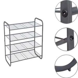 MAX Houser 4-Tier Metal Shoe Rack, Free Standing Shoe Storage Organizer, Wire Grid Shoe Tower for Closet Bedroom, Entryway, Gunmetal