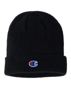 champion ribbed knit cap one size black