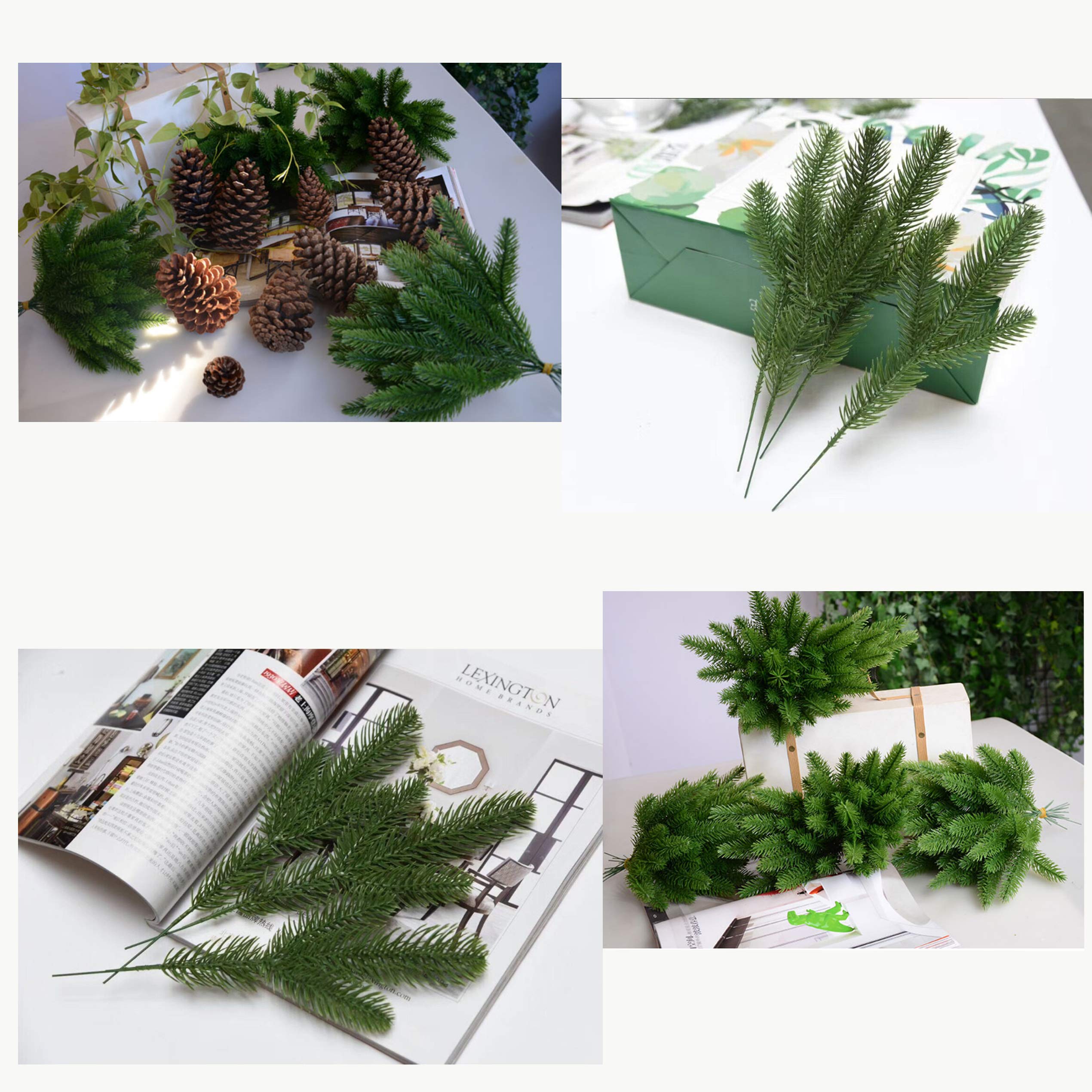 XIPEGPA 30PCS 10.24 x 3.94 Inches Artificial Pine Branches Green Leaves Needle Garland Green Plants Pine Needles for Garland Wreath Christmas Embellishing and Home Garden Decoration