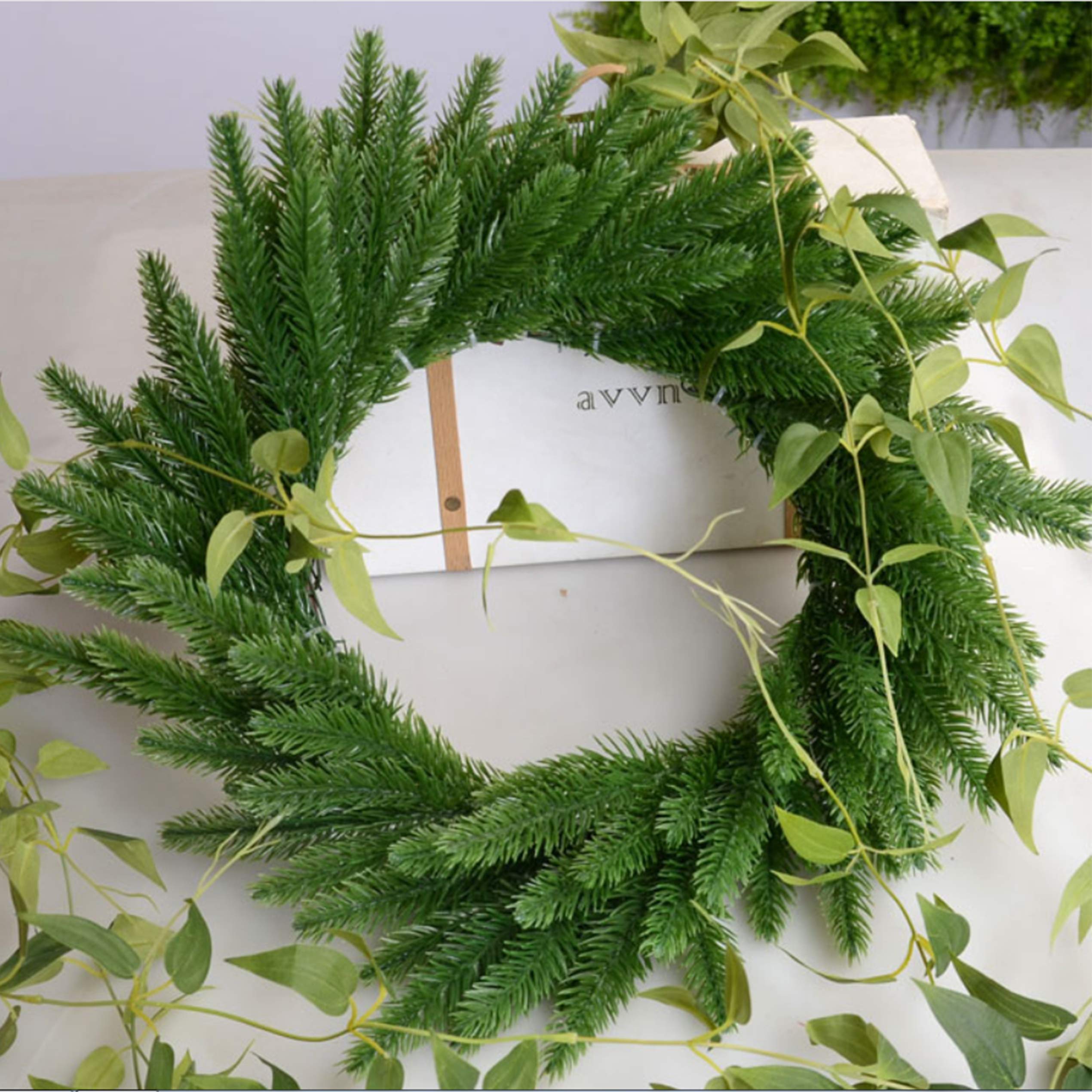 XIPEGPA 30PCS 10.24 x 3.94 Inches Artificial Pine Branches Green Leaves Needle Garland Green Plants Pine Needles for Garland Wreath Christmas Embellishing and Home Garden Decoration