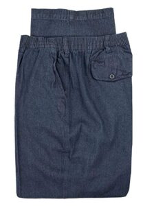 falcon bay big & tall men's casual twill pants full elastic waist (52w x 32l, denim)