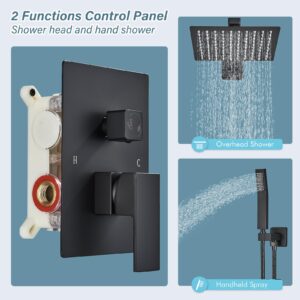 𝐕𝐨𝐭𝐚𝐦𝐮𝐭𝐚 𝐒𝐡𝐨𝐰𝐞𝐫 𝐅𝐚𝐮𝐜𝐞𝐭 𝐒𝐞𝐭 Black Shower Faucet with 8 Inch Shower Head and Handheld Rainfall Shower System Shower Faucets Sets Complete with Brass Valve