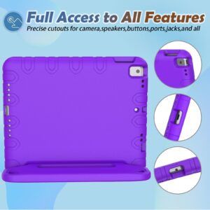 LTROP iPad Case for 9th/8th/7th Gen (2021/2020/2019), Purple, Portable Electronic Device Cover with Built-in Screen Protector, Shockproof Handle Stand, Compatible with 10.2-inch iPad