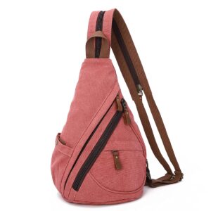 kl928 canvas sling bag - small crossbody backpack shoulder casual daypack rucksack for men women