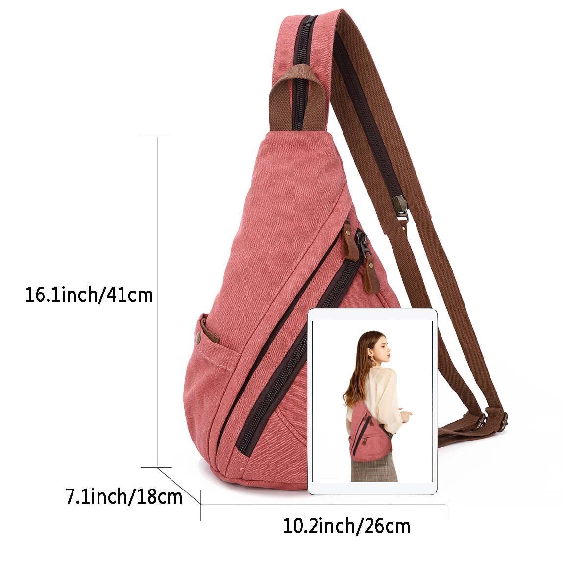 KL928 Canvas Sling Bag - Small Crossbody Backpack Shoulder Casual Daypack Rucksack for Men Women