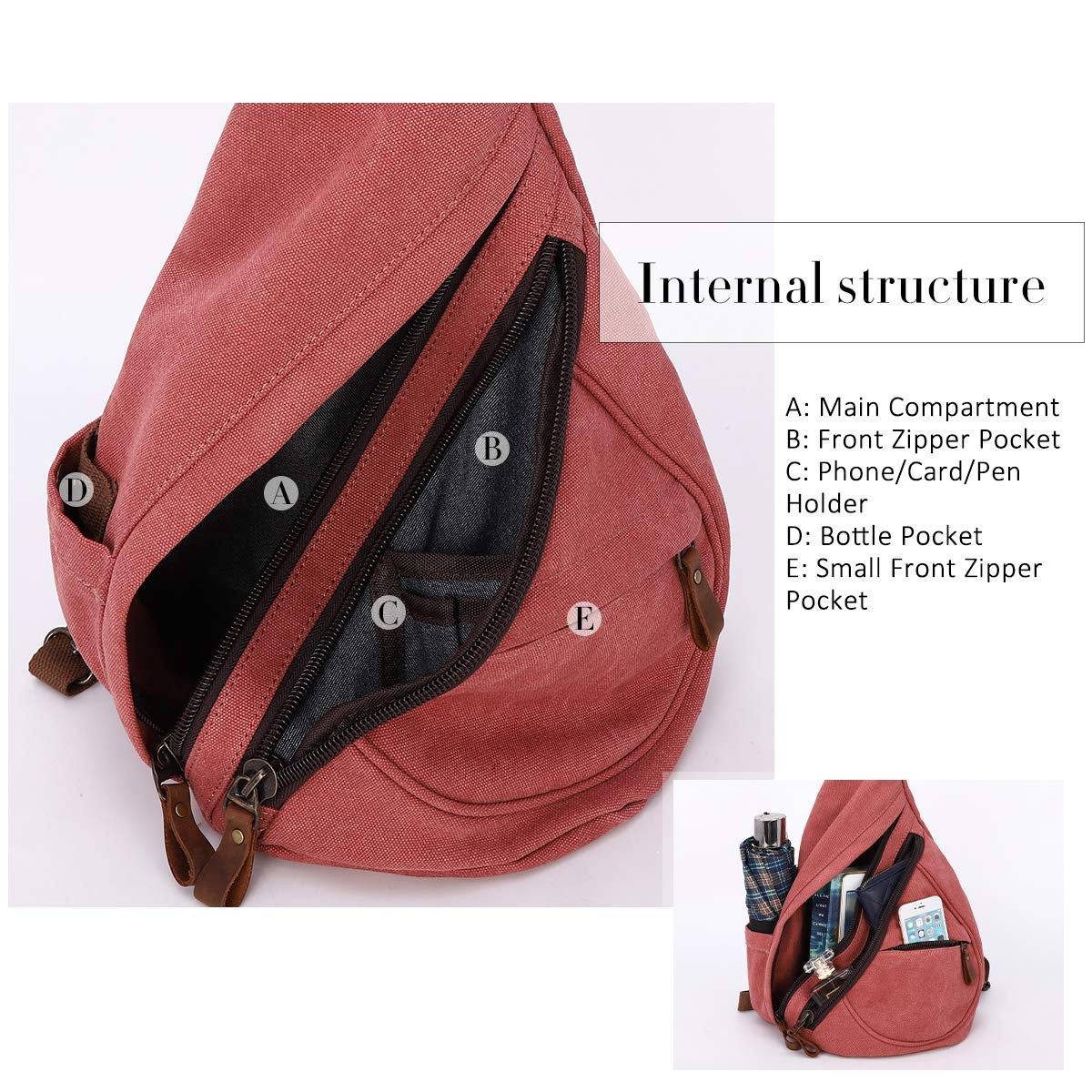 KL928 Canvas Sling Bag - Small Crossbody Backpack Shoulder Casual Daypack Rucksack for Men Women