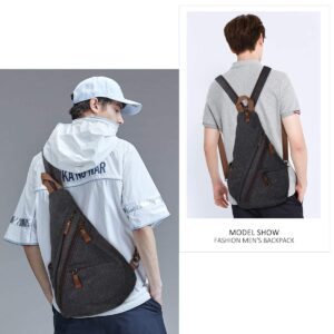 KL928 Canvas Sling Bag - Small Crossbody Backpack Shoulder Casual Daypack Rucksack for Men Women